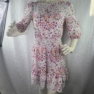 Maison Tara‎ Floral White Ruffle Dress